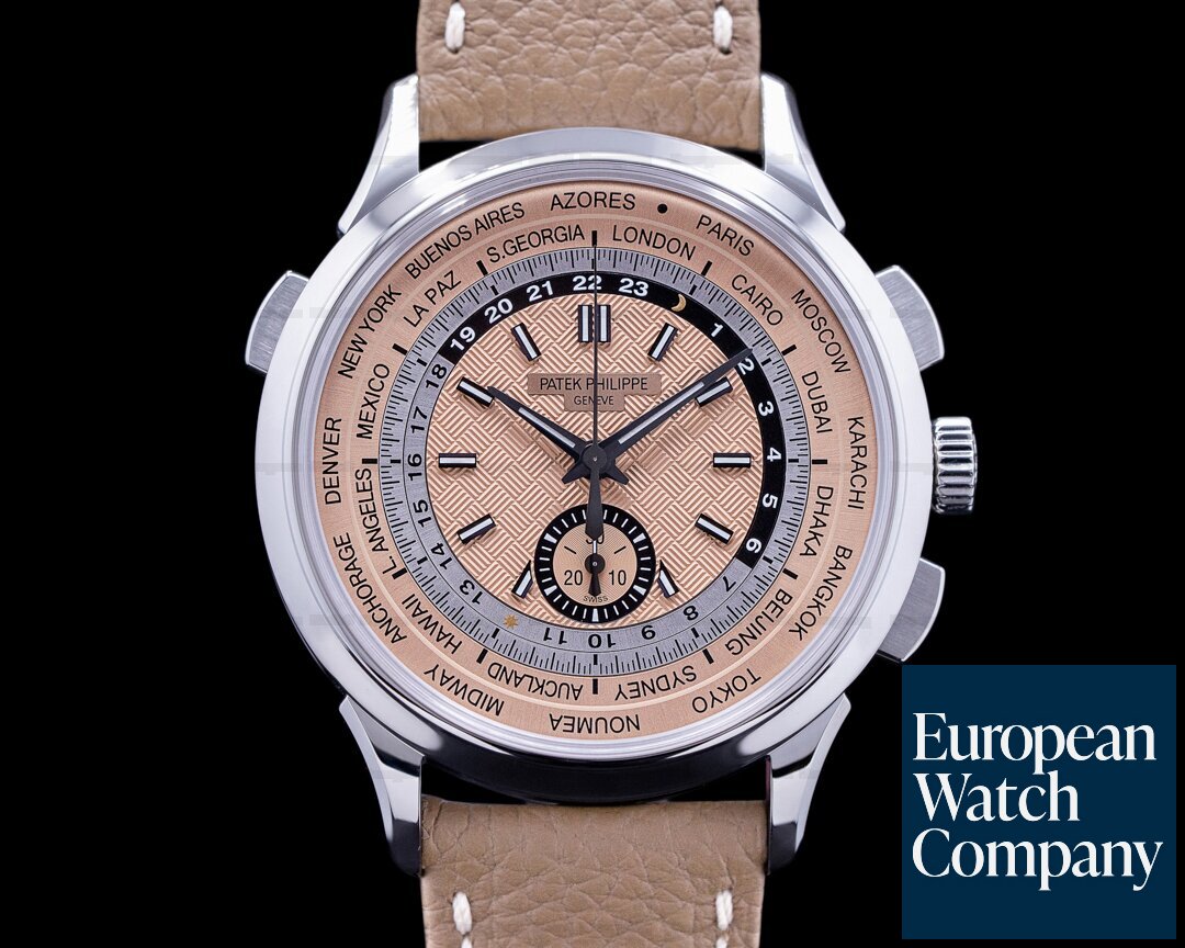 Patek Philippe World Time 5935A Chronograph SS Salmon Dial NEW MODEL UNWORN Ref. 5935A-001