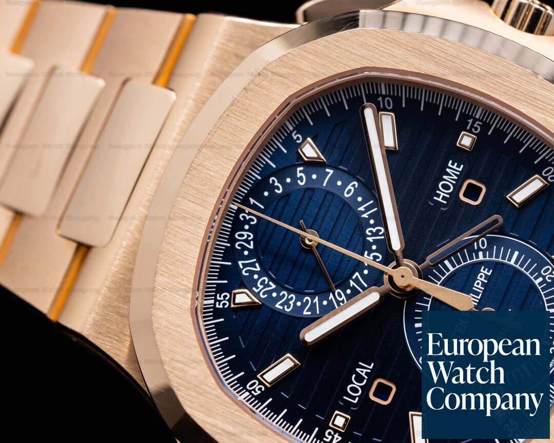 Patek Philippe Nautilus 5990/1R Travel Time Chronograph 18k Rose Gold NEW MODEL Ref. 5990/1R-001