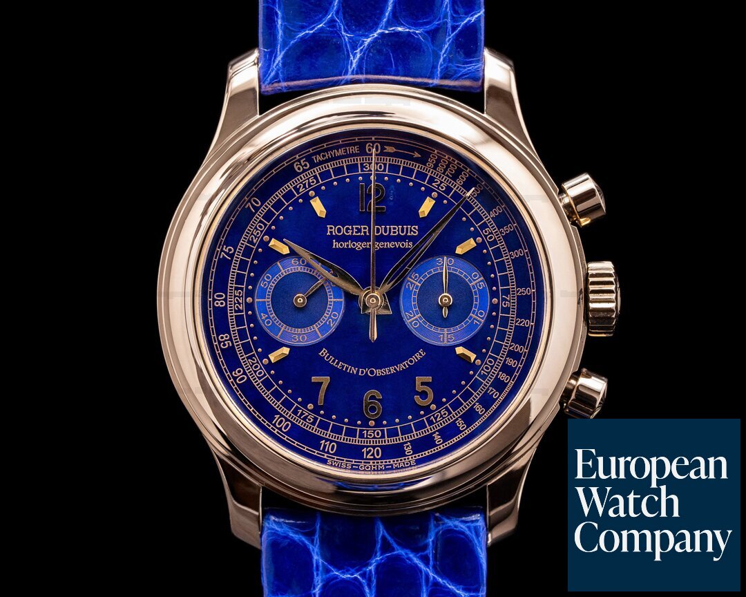 H40 European DIAL Watch RARE H40 560 (37636) Dubuis Hommage Chronograph BLUE | Roger AMAZING