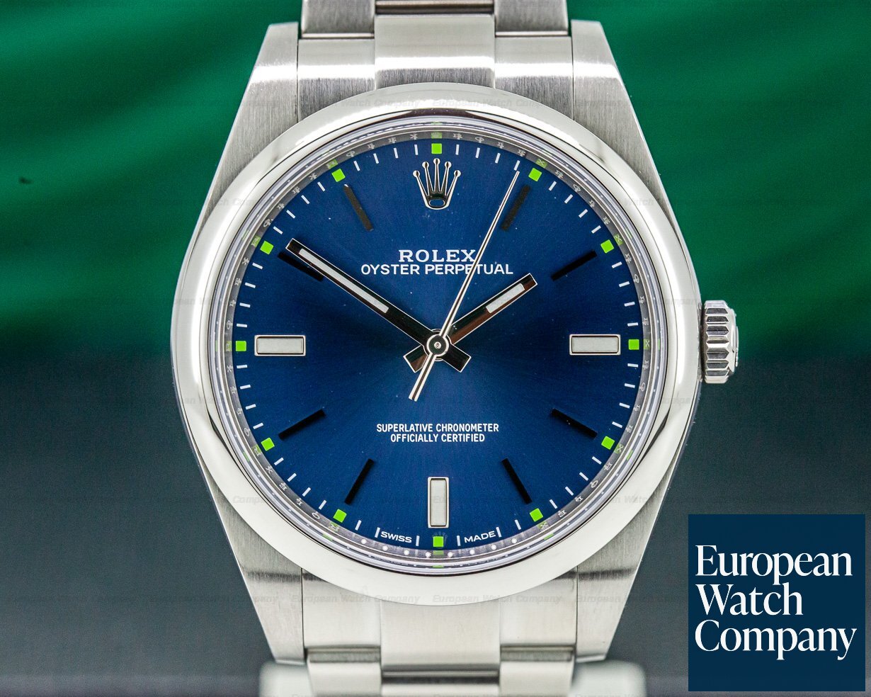 Rolex Oyster Perpetual SS Blue Dial Ref. 114300