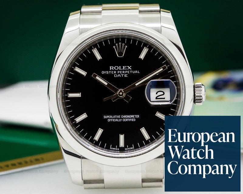 Rolex Oyster Perpetual Date Black Dial SS Ref. 115200