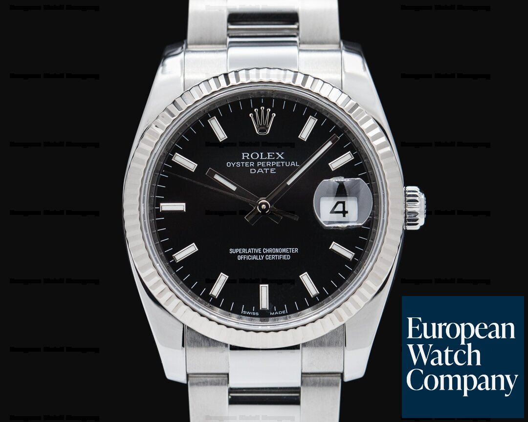Rolex 115234 Oyster Perpetual Date Black Dial SS/SS