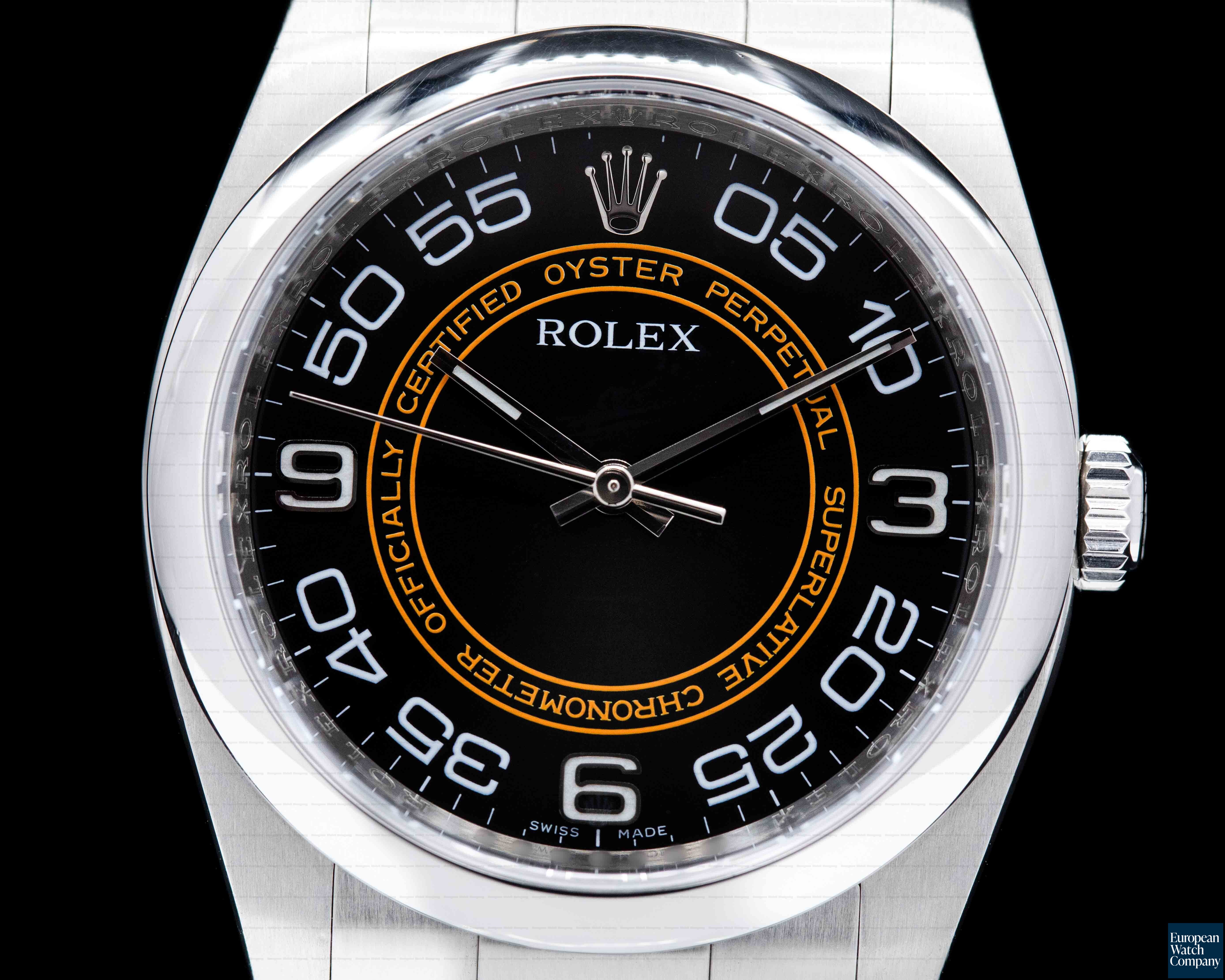 Rolex Oyster Perpetual 116000 SS Black & Orange Dial Ref. 116000