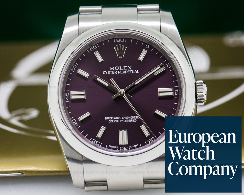 Rolex Oyster Perpetual SS Red Grape Dial Ref. 116000