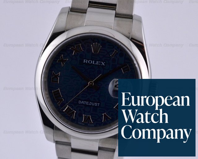 Rolex Datejust Blue Jubilee Roman Dial Oyster Bracelet 37MM Ref. 116200