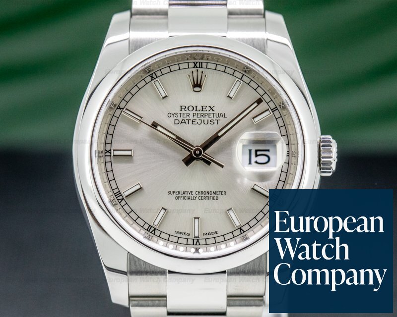 Rolex Datejust Silver Stick Dial Oyster SS Ref. 116200
