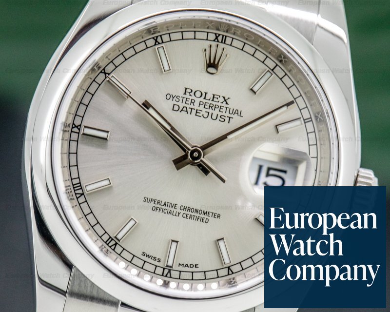Rolex Datejust Silver Stick Dial Oyster SS Ref. 116200