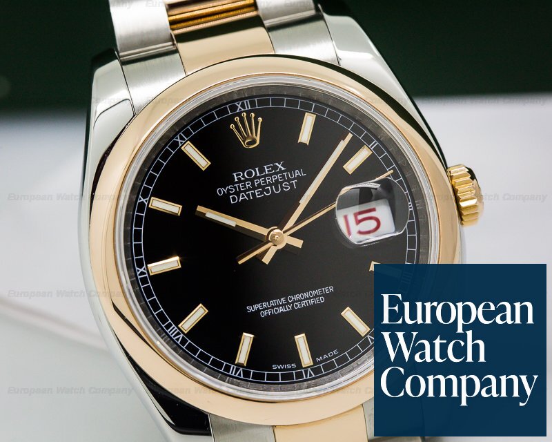 Rolex Datejust Black Dial Index Markers Oyster SS / Rose Gold Ref. 116201