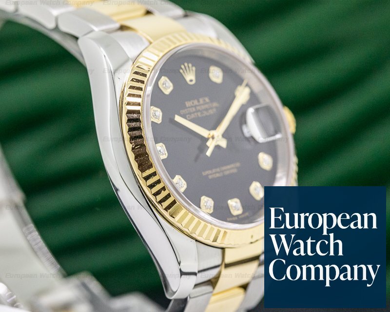 Rolex Datejust Black Dial with Diamonds 18K/SS Oyster Ref. 116233