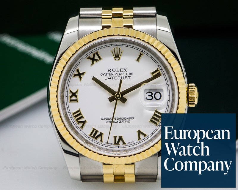 Rolex Datejust White Roman Jubiliee Roman 18K / SS Ref. 116233