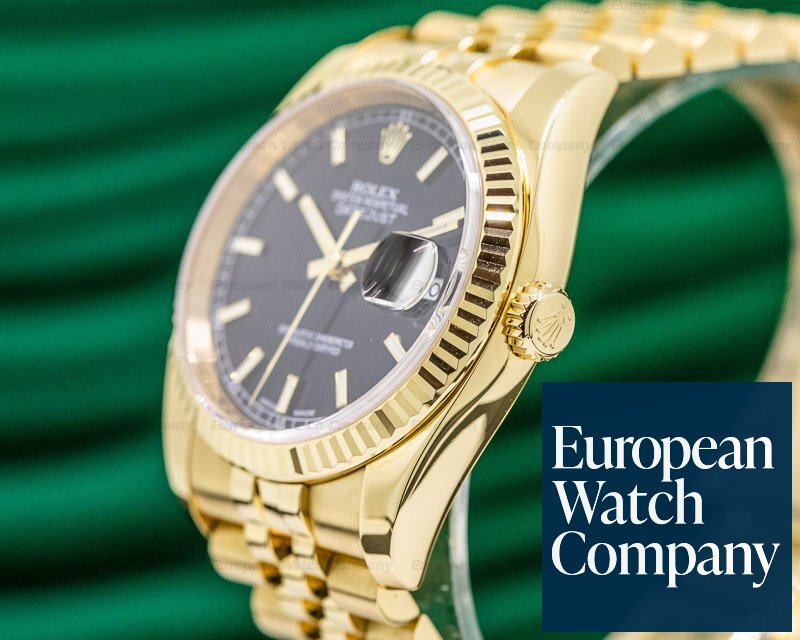 Rolex Oyster Perpetual Datejust 36 Black Dial 18K Yellow Gold Automatic  Men's Watch 116238BKJRJ