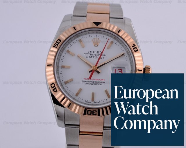 Rolex 116261 Datejust Turn-O-Graph SS / 18K RG White Dial