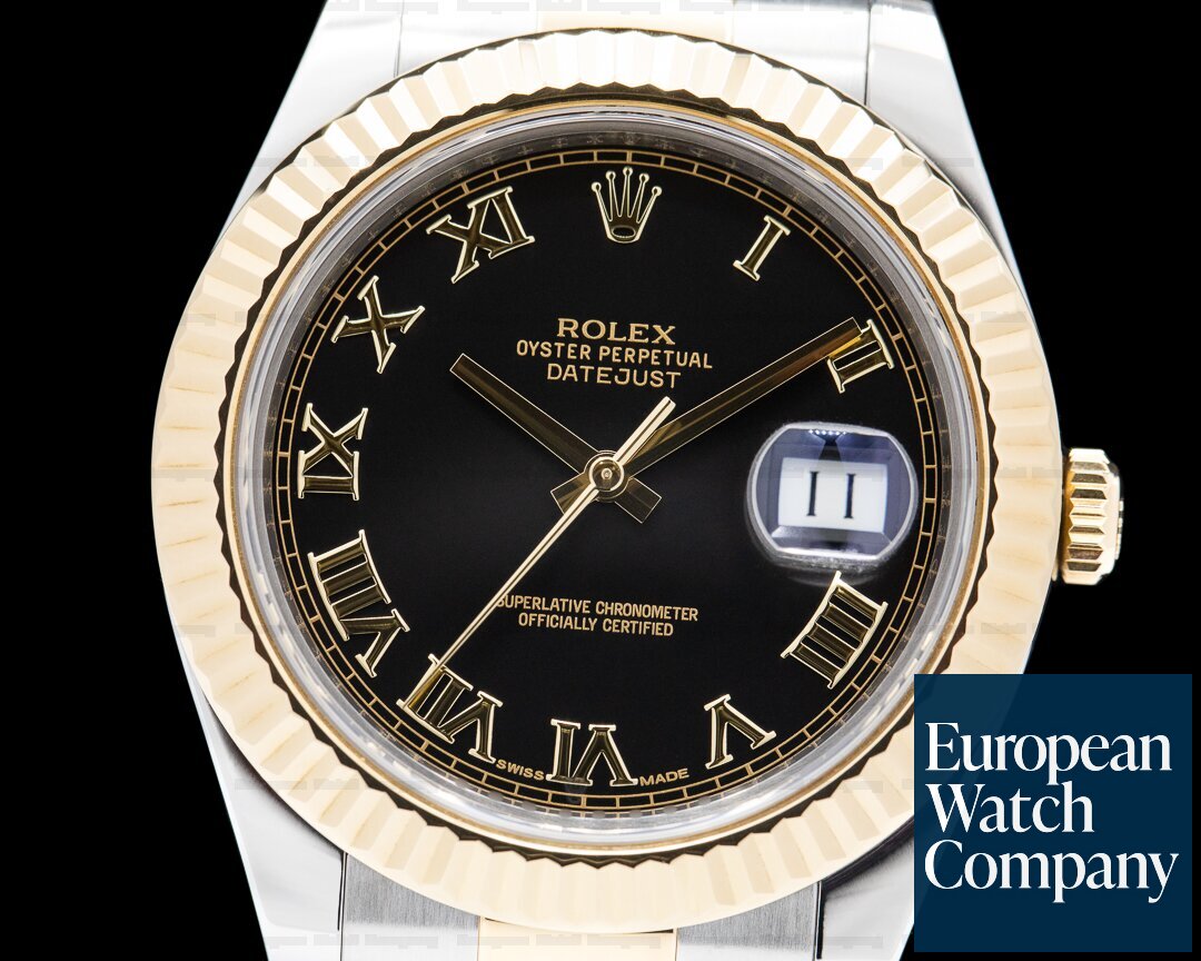 Rolex Datejust 41 116333 Black Roman Dial 18K YG / SS Ref. 116333