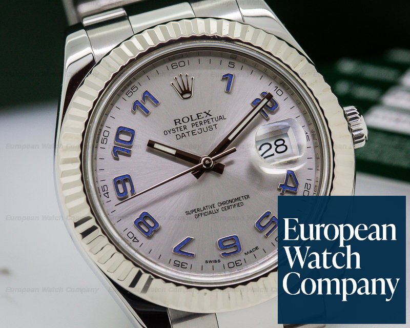 Rolex Datejust II Silver Dial Blue Arabic SS Ref. 116334