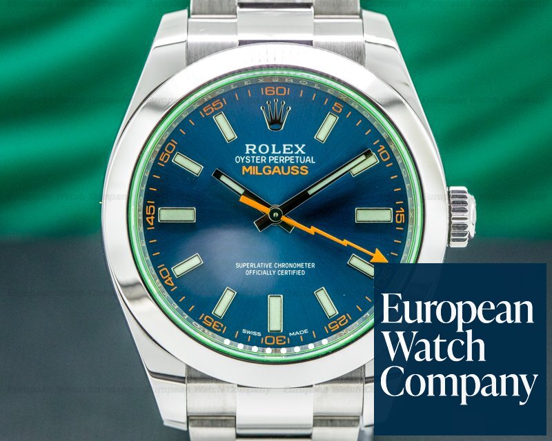 Rolex Milgauss 116400 SS Blue Dial Green Crystal 2020 Ref. 116400