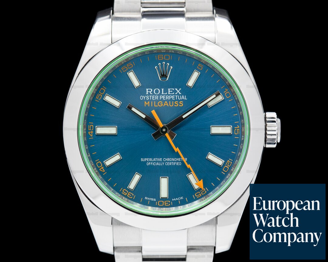 Rolex Milgauss Blue Dial Green Crystal 2017 Ref. 116400GV