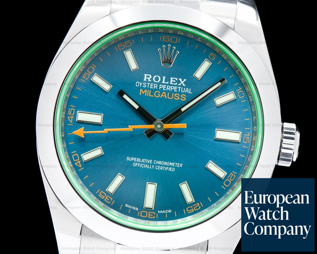 Rolex Milgauss Blue Dial Green Crystal 2018 Ref. 116400GV