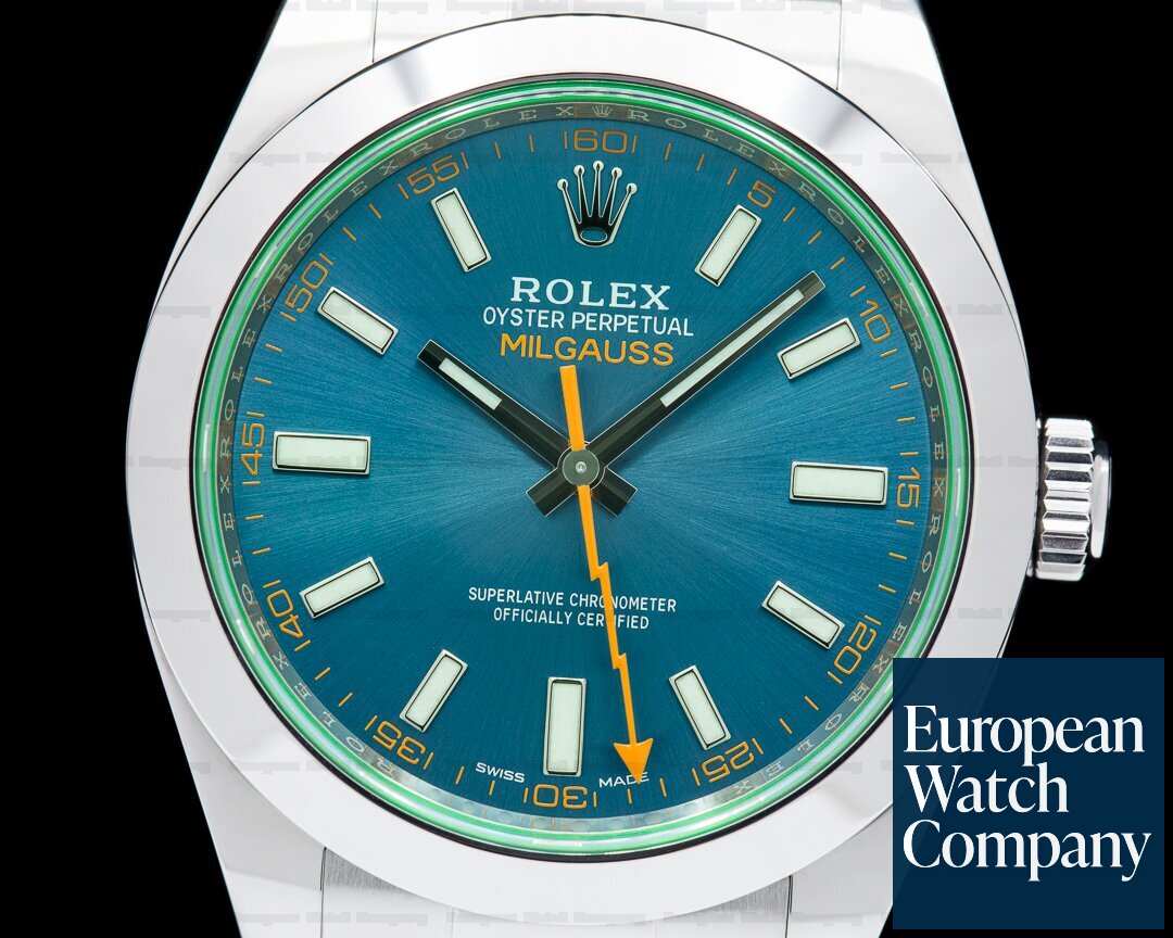 Rolex Milgauss Blue Dial Green Crystal 2019 Ref. 116400GV