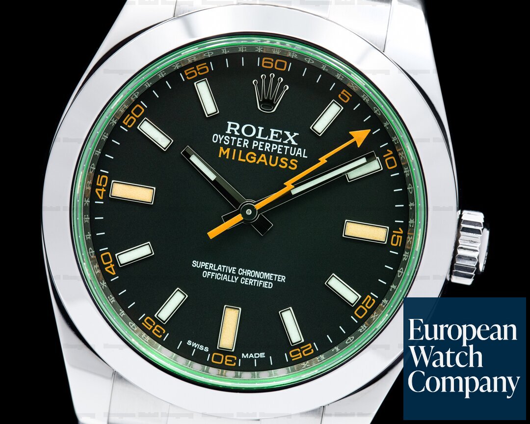 Rolex Milgauss 116400V SS Black Dial Green Crystal 2016 Ref. 116400V