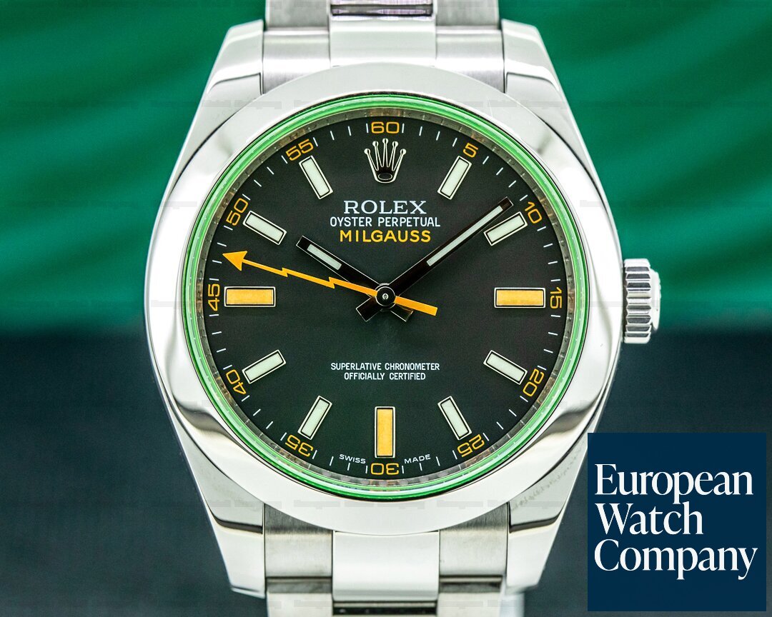 Rolex Milgauss 116400V SS Black Dial Green Crystal Ref. 116400V