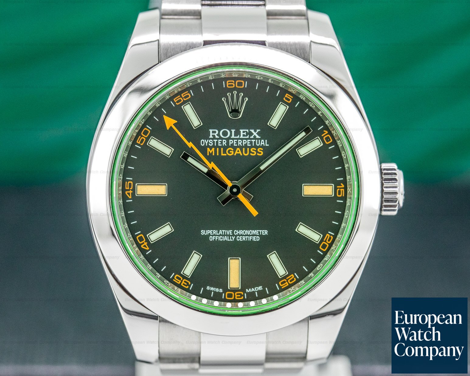 Rolex Milgauss SS Black Dial Green Crystal Ref. 116400V