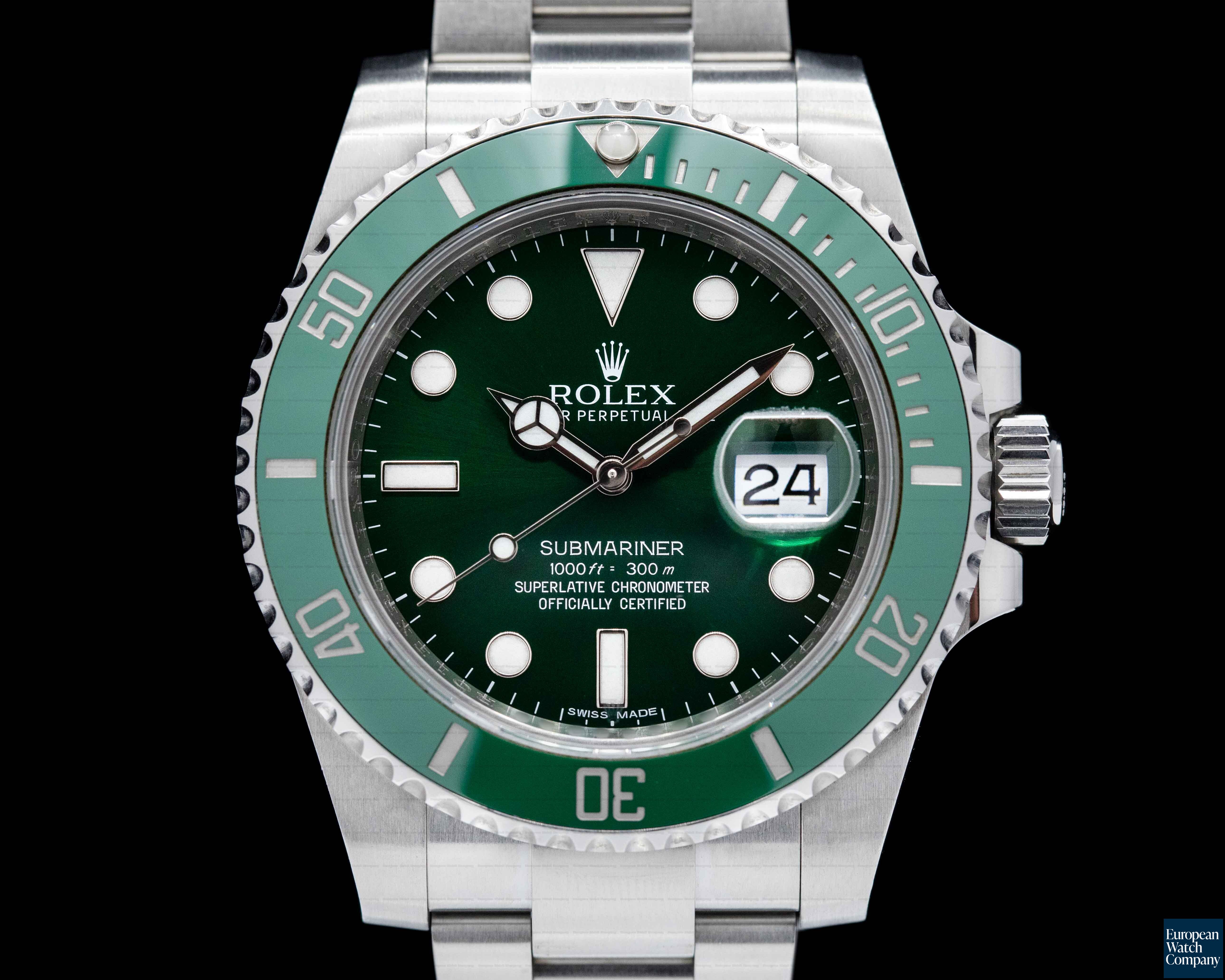 Rolex Submariner Hulk Green Ceramic Bezel Watch 116610LV Unworn