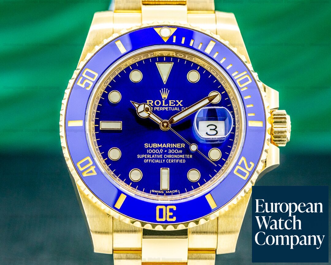 Rolex 116618LB Submariner 116618 18K Yellow Gold Blue Dial 