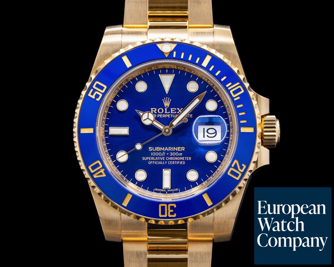 Rolex 116618LB Submariner 116618 18K Yellow Gold Blue Dial 