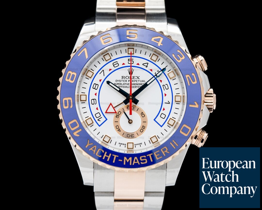 ROLEX 44mm 18kt Rose Gold & Stainless Steel YachtMaster II Blue