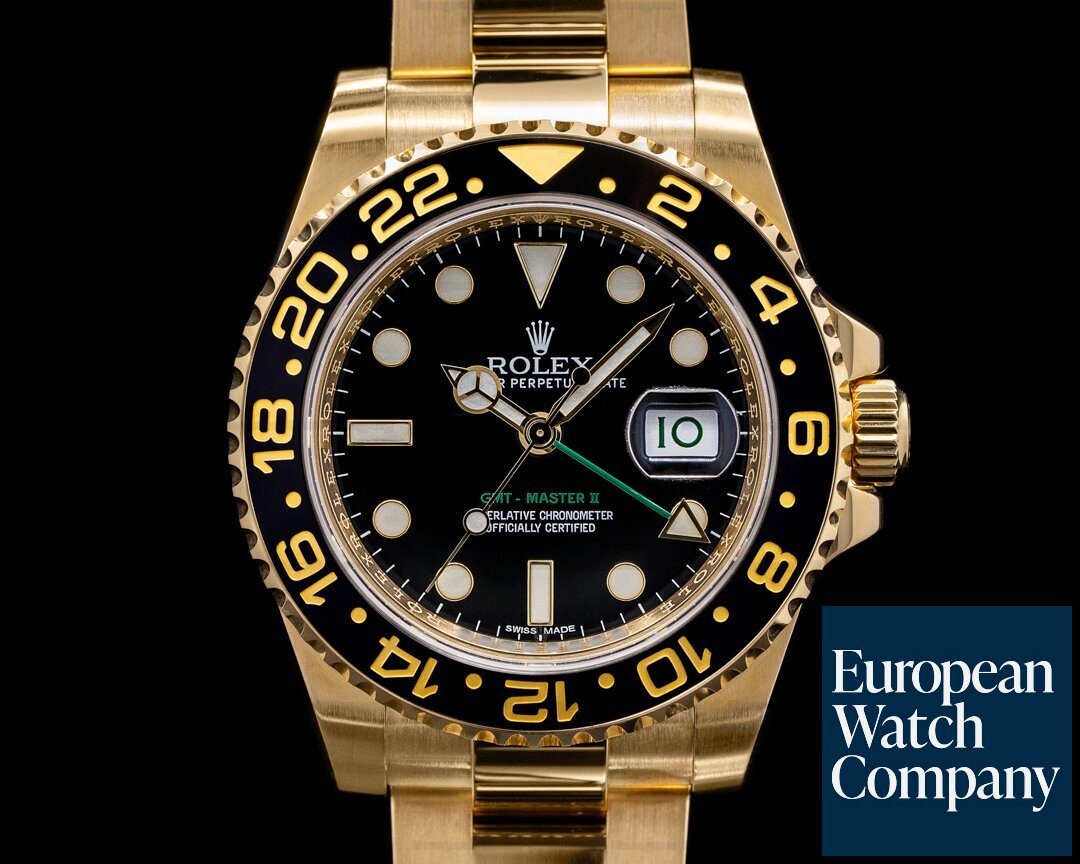 anbefale Mona Lisa Derbeville test Rolex 116718 GMT Master II 116718 Black Dial 18K Yellow Gold (39427) |  European Watch Co.