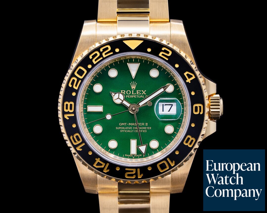 Rolex 116718 GMT Master II 116718 Green Dial 18K Yellow Gold / Bracelet