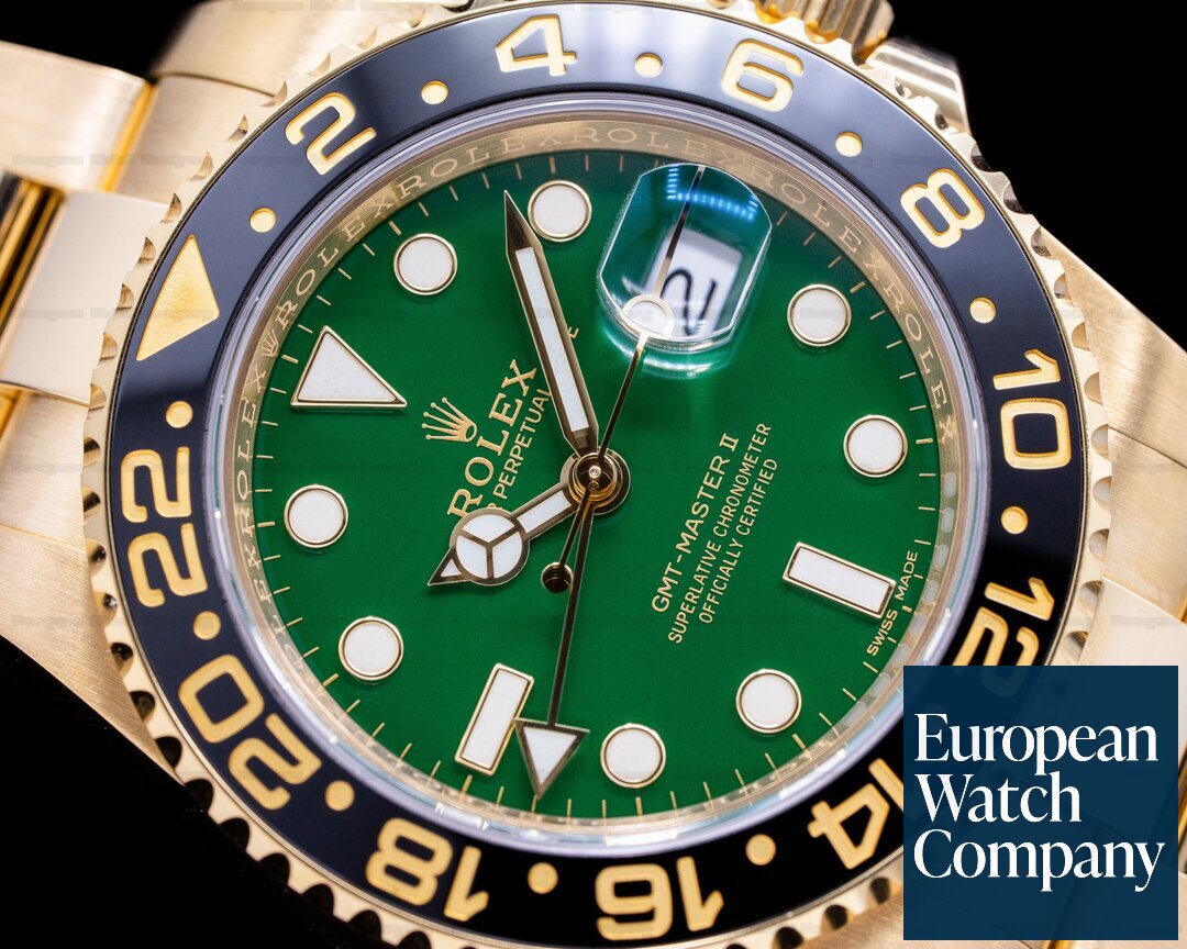 Rolex GMT Master II 116718 Green Dial 18K Yellow Gold / Bracelet Ref. 116718