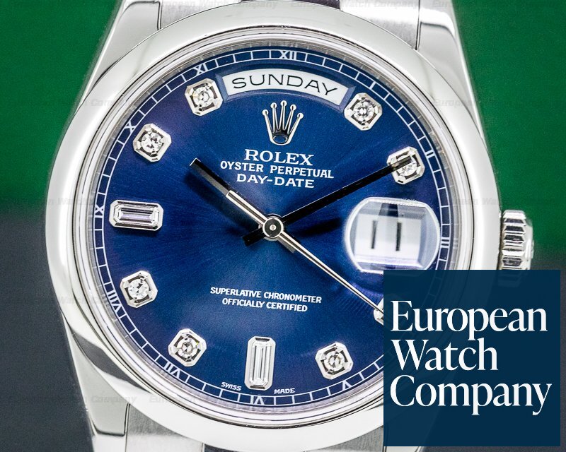 Rolex Day Date President 118206 Platinum Blue Diamond Dial WOW Ref. 118206