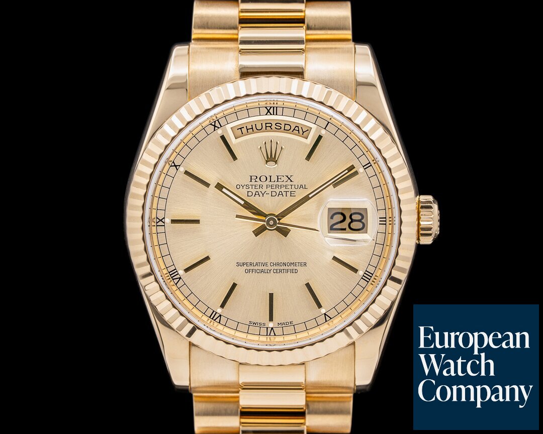 Rolex 118238 Day Date President 118238 Champagne Dial 18K Yellow Gold