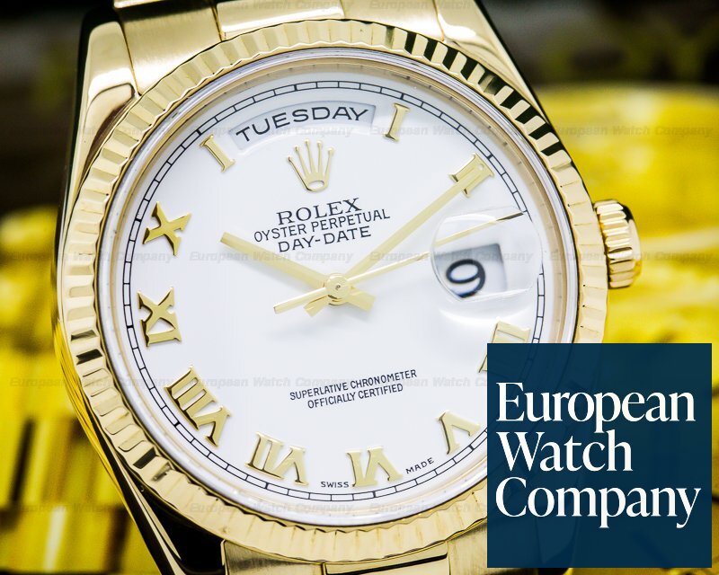 Rolex Day Date President White Roman Dial 18K Yellow Gold Ref. 118238