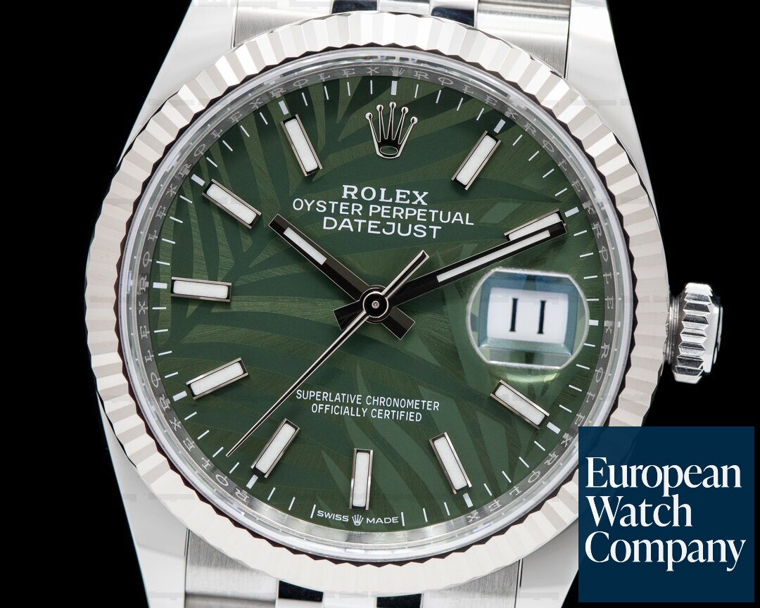 Rolex Datejust Green Palm Dial / Jubilee Bracelet 2022 Ref. 126234
