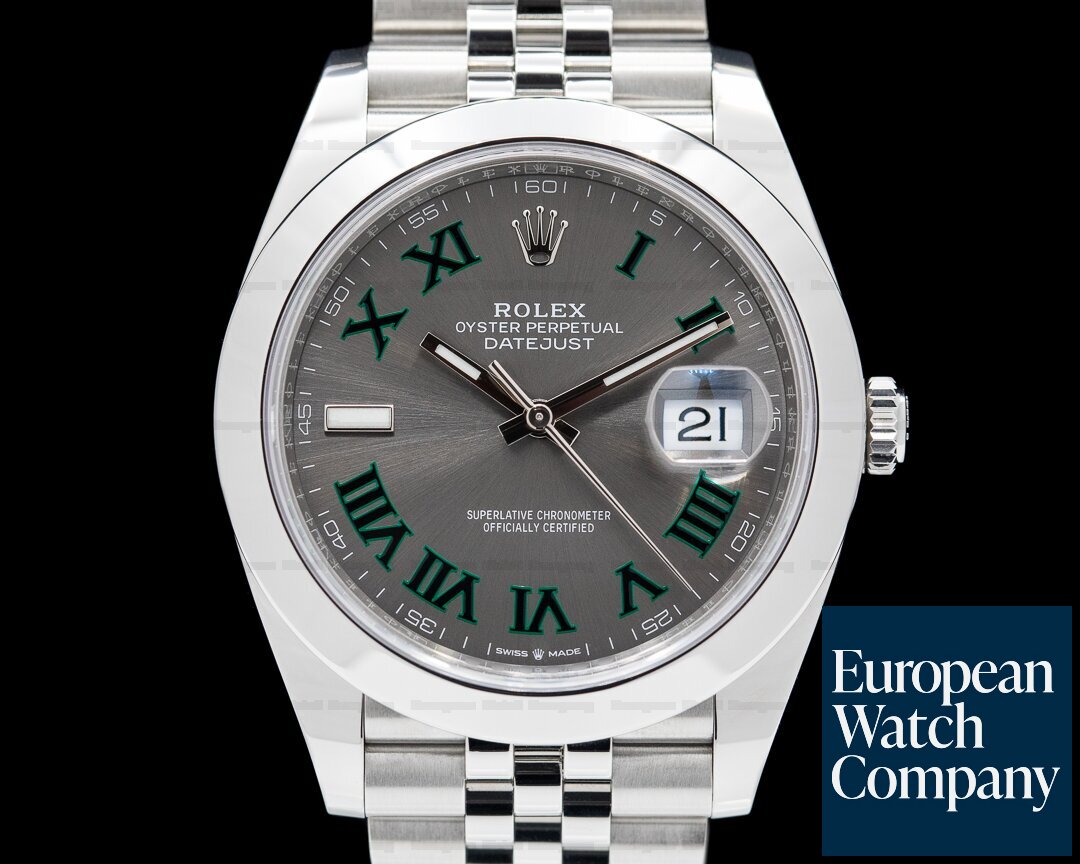 Rolex Datejust 41 126300 Wimbledon Slate Roman Dial SS 2021 Ref. 126300
