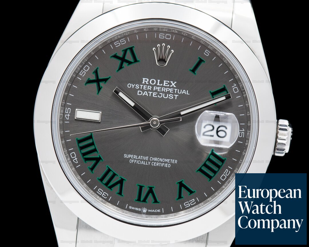 Rolex Datejust 41 126300 Wimbledon Slate Roman Dial SS Ref. 126300