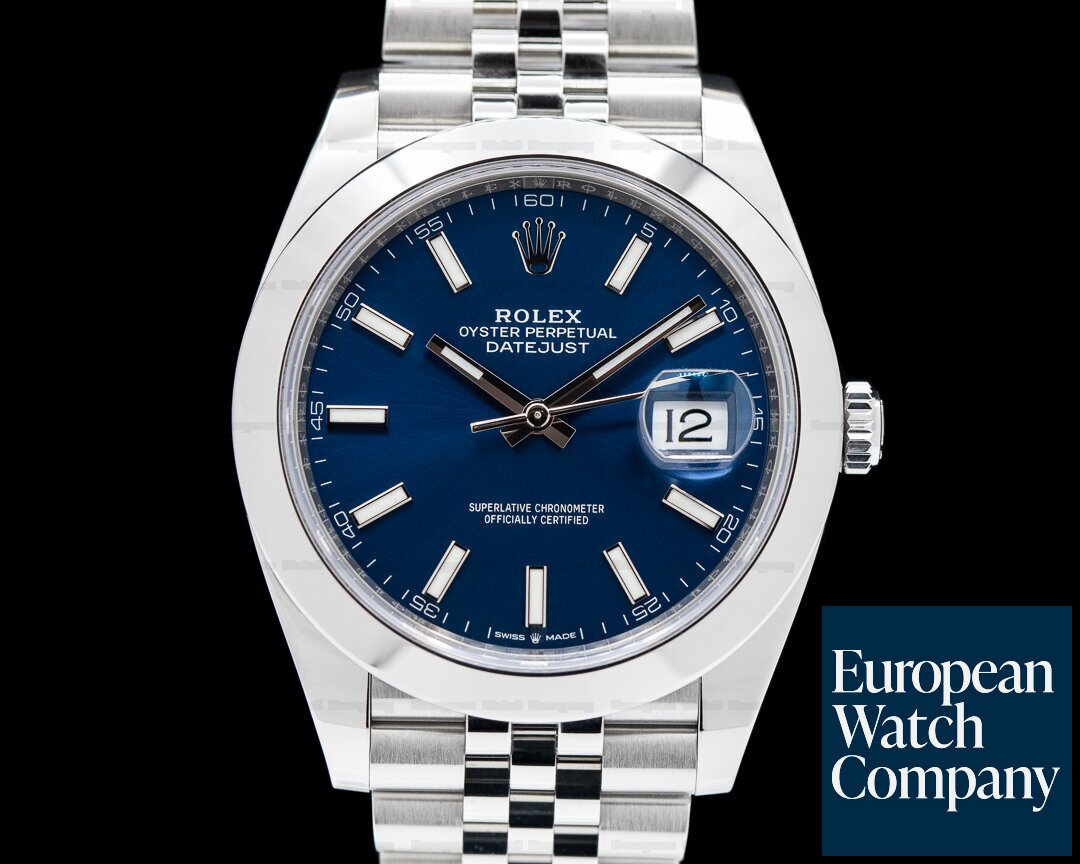 Rolex Datejust 41 Blue Stick Dial SS Jubilee Ref. 126300