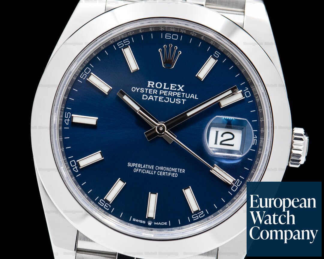 Rolex Datejust 41 Blue Stick Dial SS Jubilee Ref. 126300