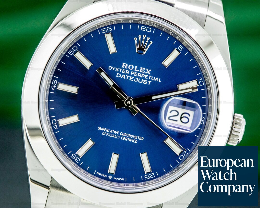 Rolex Datejust 41 Blue Stick Dial SS Oyster Ref. 126300