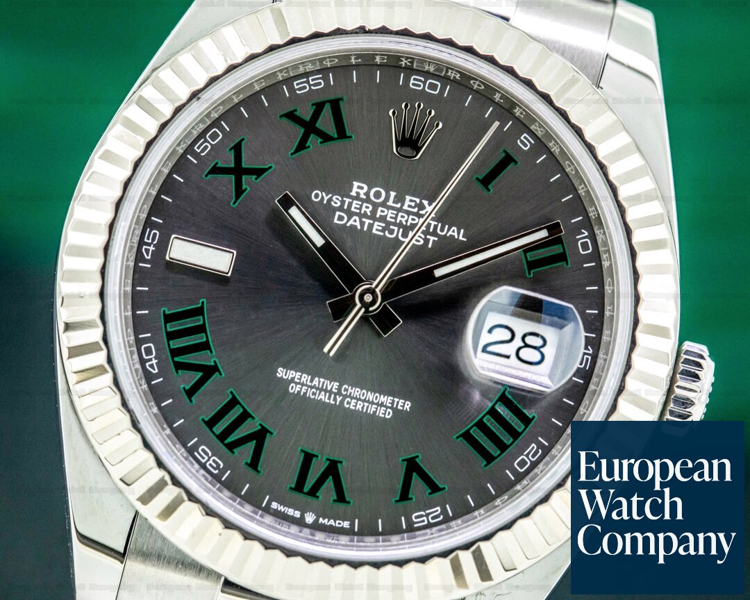 Rolex Datejust 41 126334 Rhodium Green Roman Numerals Dial Oyster Ref. 126334