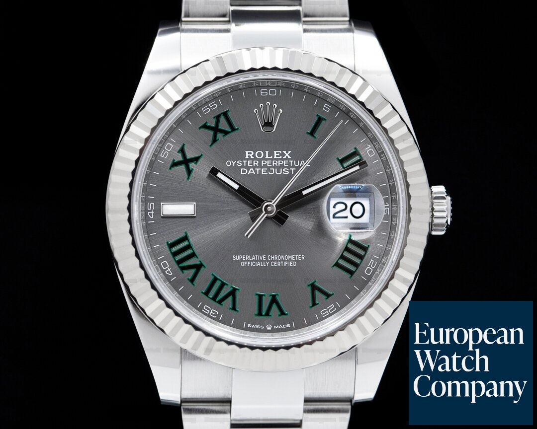 Rolex Datejust 41 Rhodium Green Roman Numerals Dial Oyster Ref. 126334