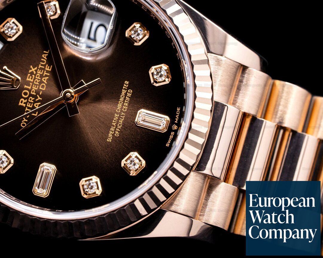 Rolex Day Date President 128235 Brown Ombre Fume Diamond Dial 2019 Ref. 128235