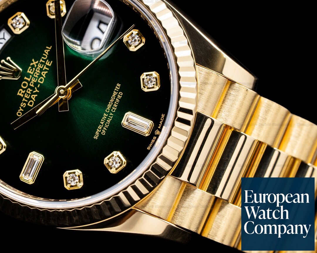Rolex Day Date President 128238 Green Ombre Fume Diamond Dial 2020 Ref. 128238