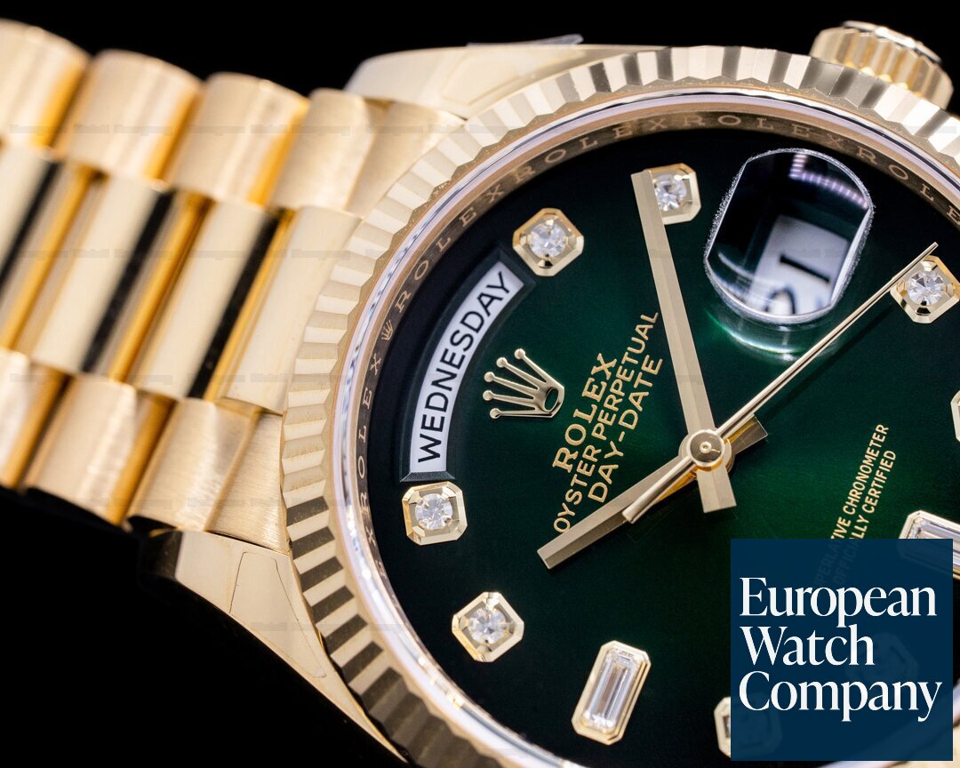 Rolex Day Date President 128238 Green Ombre Fume Diamond Dial 2022 Ref. 128238