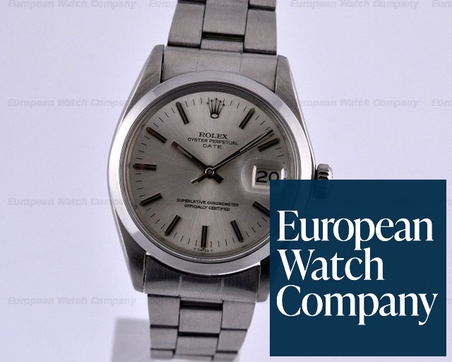 Rolex Oyster Perpetual Date Silver Stick SS/SS Automatic Circa 1972 35MM Ref. 1500