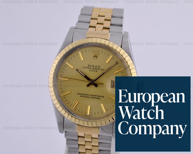 Rolex 15053 Date SS / 14K Champagne Dial