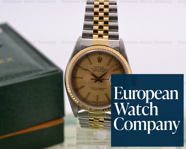 Rolex 16013 Datejust 18K / SS Champagne Tapestry 