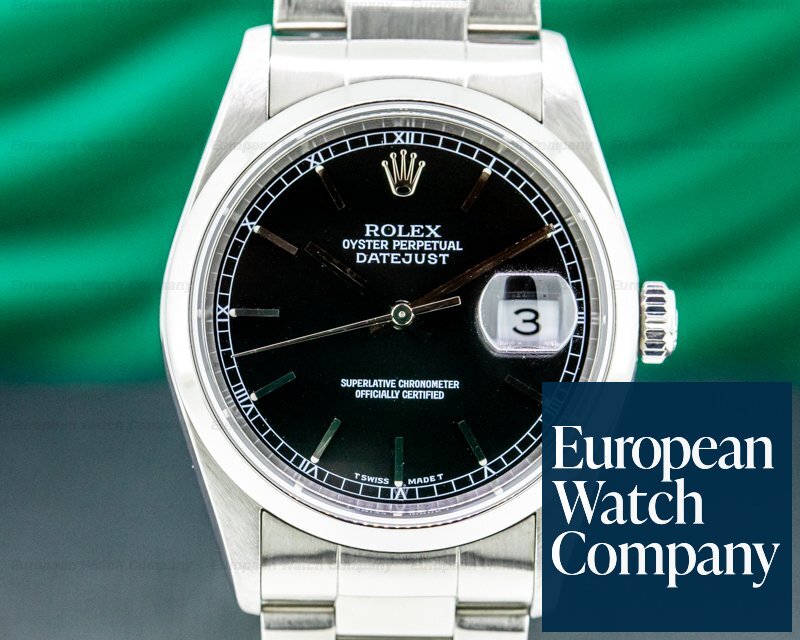 Rolex Datejust 16200 Black Dial SS Oyster FULL SET Ref. 16200